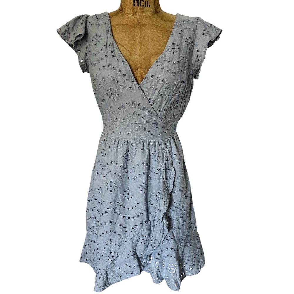Jessica Simpson Periwinkle Eyelet Mini Dress EUC S